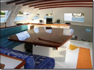 saloon of sailing catamaran Kawai