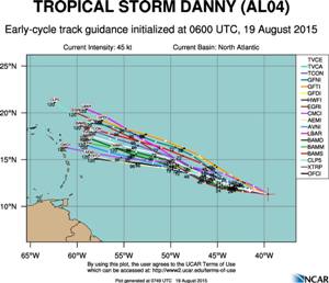 Prvision trajectoire Danny 201508190600