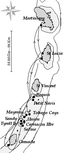 Carte croisire Grenadines Grenade