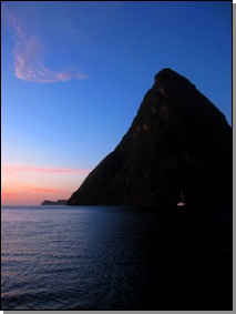 coucher de soleil aux Pitons  Sainte Lucie