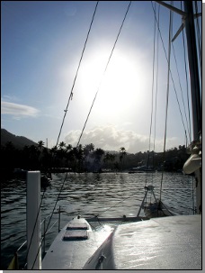 catamaran au mouillage de Marigot Bay  Sainte Lucie