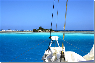 Mouillage d'Union depuis catamaran Kawai